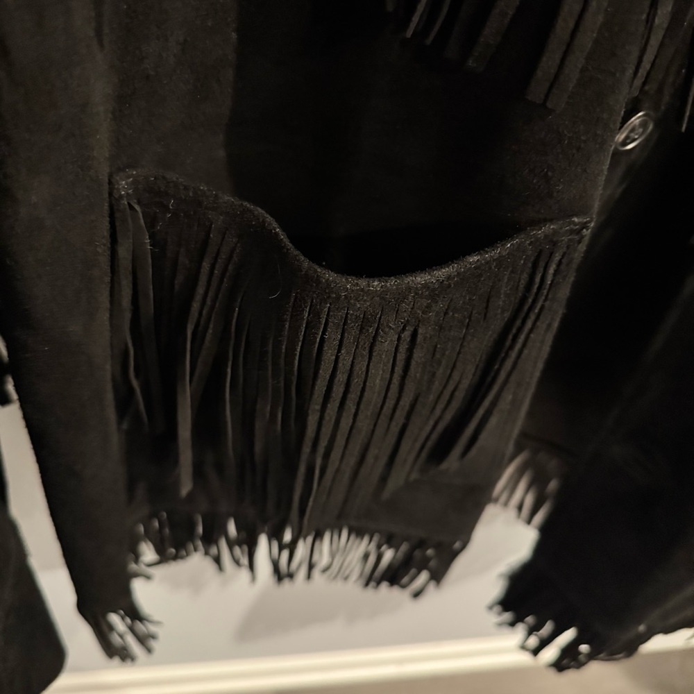 NWT Polo Ralph Lauren Fringe Suede Western Jacket in Black, Size XXL - Picture 16 of 16